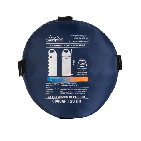 Śpiwór Campus COUGAR 150 granatowy dla leworęcznych Campus