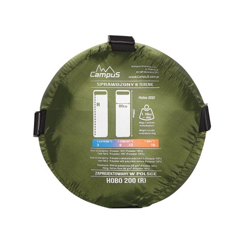 Śpiwór Campus HOBO 200 zielony dla praworęcznych Campus