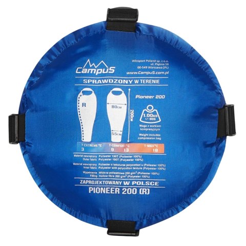 Śpiwór Campus PIONEER 200 ciemnoniebieski dla leworęcznych Campus