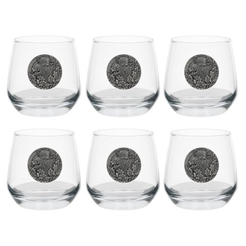 Szklanki do whisky Golden Fox Luna Wild Boar Silver zdobione odlewanym elementem 6 szt. Golden Fox