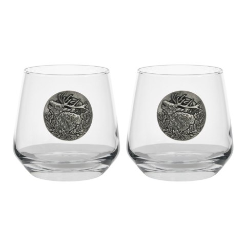 Szklanki do whisky Golden Fox Luna Deer Silver zdobione odlewanym elementem 2szt. Golden Fox