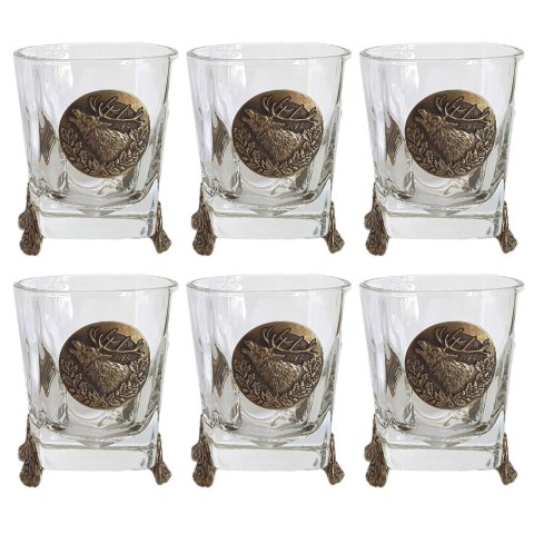 Szklanki do whisky Golden Fox Mars Deer zdobione odlewanym elementem 6 szt. Golden Fox