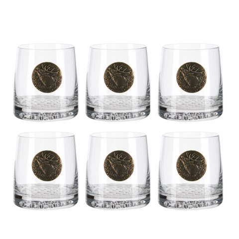 Szklanki do whisky Golden Fox Radius Deer Gold, zdobione odlewanym elementem 6 szt. Golden Fox