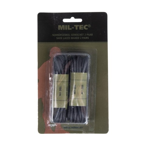 Sznurówki Mil-Tec 180 cm woskowane czarne Mil-Tec