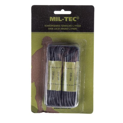 Sznurówki Mil-Tec 220 cm woskowane czarne Mil-Tec