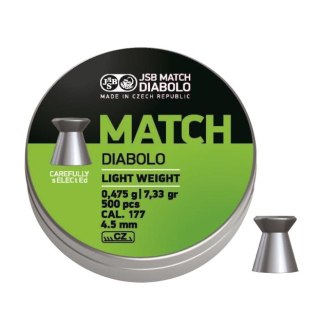 Śrut diabolo JSB Match Light 4,49 mm 500 szt. 0,475 g / 7,33 g JSB Match Diabolo