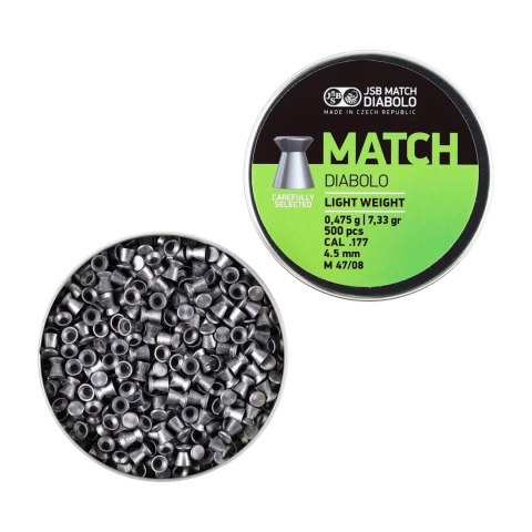 Śrut diabolo JSB Match Light 4,50 mm 500 szt. 0,475 g / 7,33 g JSB Match Diabolo