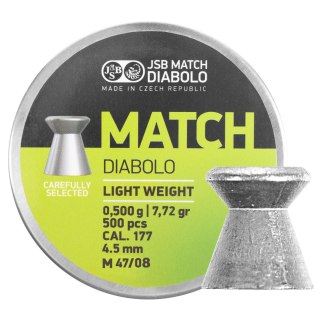 Śrut diabolo JSB Match Light 4,50 mm 500 szt. 0,500 g / 7,72 g JSB Match Diabolo
