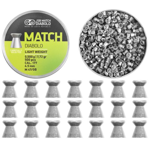 Śrut diabolo JSB Match Light 4,50 mm 500 szt. 0,500 g / 7,72 g JSB Match Diabolo