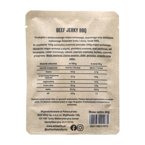 Wołowina suszona Wild Willy BBQ 30 g Wild Willy