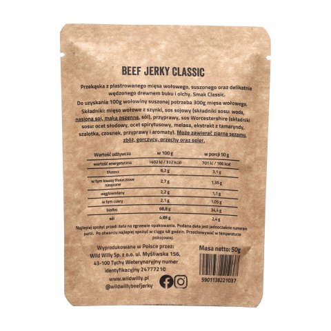 Wołowina suszona Wild Willy klasyczna 50 g Wild Willy