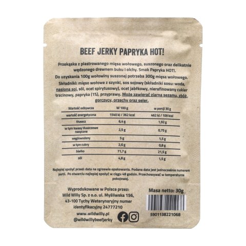 Wołowina suszona Wild Willy ostra papryka 30 g Wild Willy