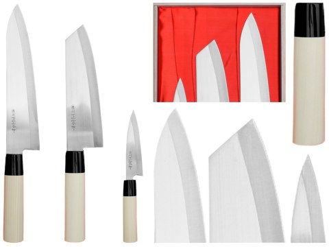 Zestaw noży kuchennych Satake Megumi Szefa kuchni / Santoku Bunka / nóż uniwersalny Satake