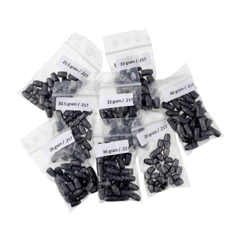 Zestaw testowy ZAN slug .217 (5,5mm) - 8x30szt- 30sztuk z każdej gramatury (8 gramatur) paczce ZAN