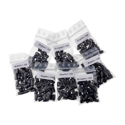 Zestaw testowy ZAN slug .218 (5,53mm) - 8x30szt- 30sztuk z każdej gramatury (8 gramatur) paczce ZAN