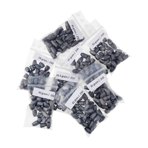 Zestaw testowy ZAN slug .25 (6,35mm) - 8x30szt- 30sztuk z każdej gramatury (8 gramatur) paczce ZAN