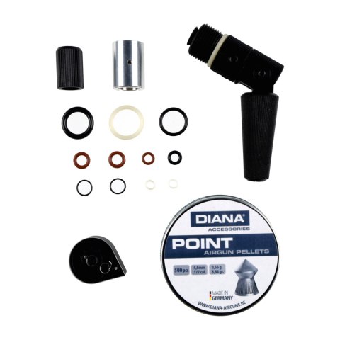 Zestaw wiatrówka Diana Trailscout CO2 syntetyk czarna 4,5 mm + śrut Diana Point 4, 5 mm 500 szt. + pokrowiec na broń Diana czarn Diana