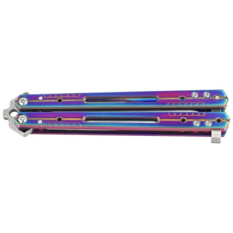 Nóż motylkowy Third Decor Habitat Balisong Rainbow Titanium Stainless Steel, Satin 420 (K2920W) Decor Habitat