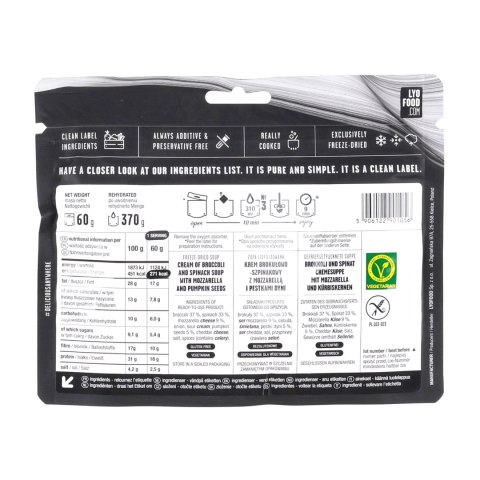 Żywność liofilizowana LYOFOOD Kremowa zupa brokułowo-szpinakowa 370 g LYOFOOD
