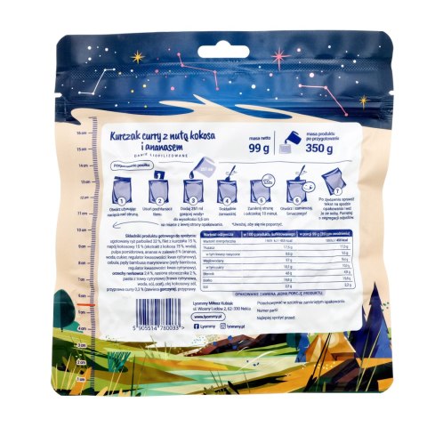 Żywność liofilizowana Lyommy Kurczak curry z nutą kokosa i ananasem 350 g Lyommy
