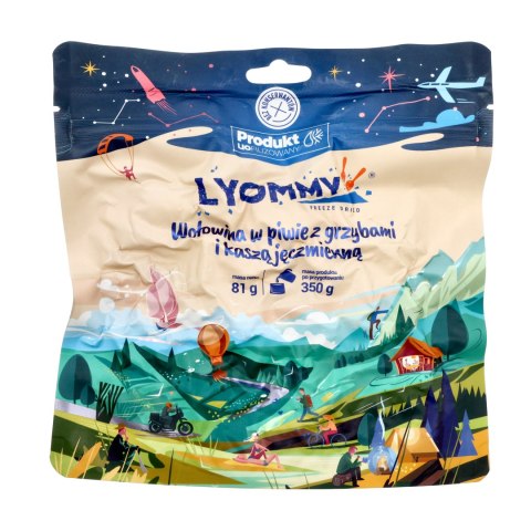 Żywność liofilizowana Lyommy Wołowina w piwie z grzybami i kaszą jęczmienną 350 g Lyommy