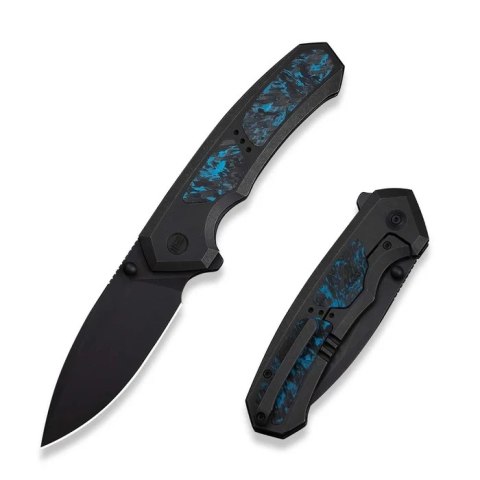 Nóż składany WeKnife Corwyn Black Titanium/Black-Blue Carbon Fiber, Black Stonewashed M390 (WE24088-1) WE Knife