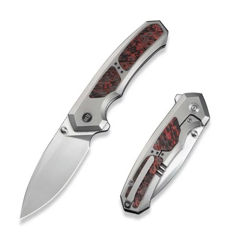 Nóż składany WeKnife Corwyn Polished Bead Blasted Titanium/Lava Flow Fat Carbon Fiber, Hand Rubbed Satin M390 (WE24088-4) WE Knife