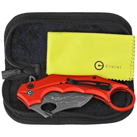 Nóż składany karambit Civivi Incisor II Red Aluminium, Stonewashed Damascus (C16016B-DS1) Civivi by WE Knife