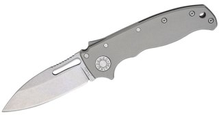 Nóż składany Demko AD20.5 Slicer Shark Smooth Titanium, Stonewashed CPM 3V by Andrew Demko (AD20.5-3V-Smooth TI-SS) Demko Knives