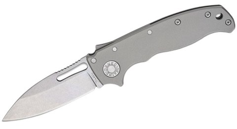 Nóż składany Demko AD20.5 Slicer Shark Smooth Titanium, Stonewashed CPM 3V by Andrew Demko (AD20.5-3V-Smooth TI-SS) Demko Knives