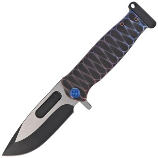 Nóż składany Medford USMC FF Black/Blue-Violet ''Diamond Head'' Titanium, BLue HW, Brsh/Blue Clip, Black DLC/Satin S90V by Greg  Medford Knife and Tool