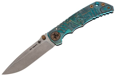 Nóż składany Spartan Blades Harsey Folder ''Plague Doctor'' Blue Titanium, Satin MagnaCut by William W. Harsey (SF5DOCTOR BL) Spartan Blades