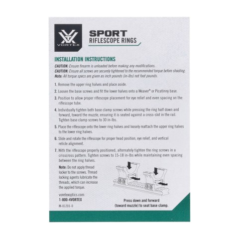 Montaż Vortex Sport Ring 1" (0,8"/0,9"/1,1"/1,5") Vortex Optics