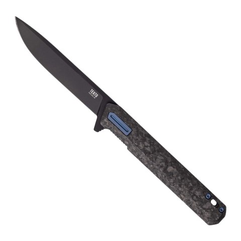 Nóż składany Tekto F2 Bravo Black Forged Carbon Fiber, Blue HW/Clip, Titanium-Coated D2 Tekto Knives