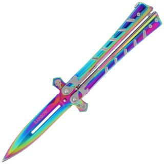 Nóż składany motylek Martinez Albainox Balisong Skull Rainbow Titanium Steel, Rainbow Titanium 3Cr13Mov (02223) Martinez Albainox