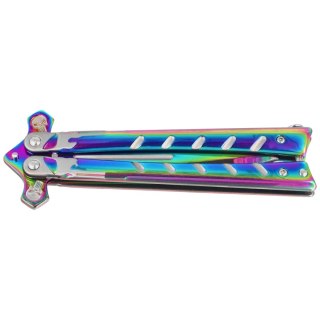 Nóż składany motylek Martinez Albainox Balisong Skull Rainbow Titanium Steel, Rainbow Titanium 3Cr13Mov (02223) Martinez Albainox