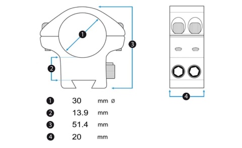 Montaż Lunety Mount Element Optics XT Mounts 30 mm High Weaver/Picatinny