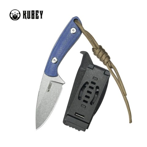 Noż Kubey Bloom Blue Micarta, Beadblasted 14C28N by Scott Halpern (KU411B) Kubey Knife