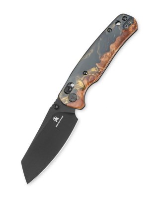 Nóż składany Bestechman Cicada's Wing Wood / Black-Gold Resin, Black PVD 10Cr15MoV (BMK06-W-6) Bestechman by Bestech Knives