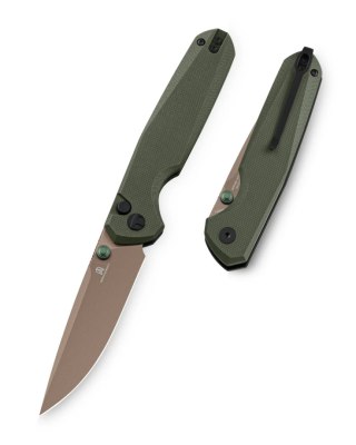 Nóż składany Bestechman Velix OD Green G10, Gold PVD 14C28N Steel by Ostap Hel (BMK07G) Bestechman by Bestech Knives