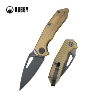 Nóż składany Kubey Coeus Yellow Ultem, Blackwashed 14C28N (KU122T) Kubey Knife