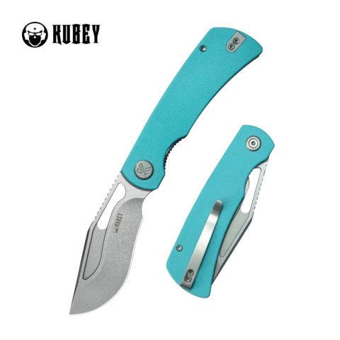 Nóż składany Kubey Gurkha Light Blue G10, Beadblasted 14C28N by Johan Jordaan (KU397B) Kubey Knife
