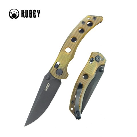 Nóż składany Kubey Hound Yellow Ultem, Black PVD 14C28N by Maksim Tkachuk (KU172H) Kubey Knife