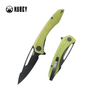 Nóż składany Kubey Merced Translucent Yellow G10, Blackwashed 14C28N by Sherif Manganas (KU345Q) Kubey Knife