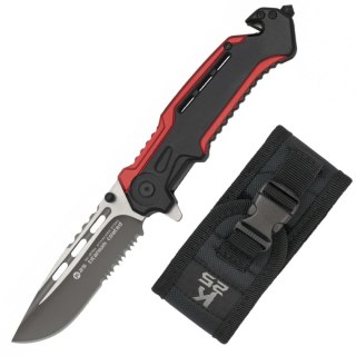 Nóż składany ratowniczy K25 RK-18764GR1026 Red/Black Aluminium, Titanium/Brushed 7Cr17Mov K25 by Martinez Albainox
