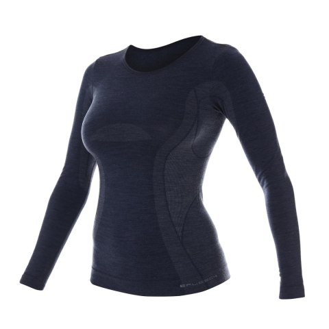 Koszulka termoaktywna damska Brubeck COMFORT WOOL długi rękaw ciemny jeans Brubeck