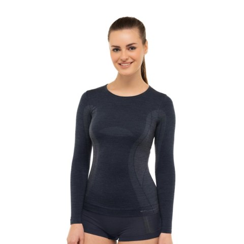 Koszulka termoaktywna damska Brubeck COMFORT WOOL długi rękaw ciemny jeans Brubeck