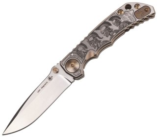 Nóż składany Spartan Blades Harsey Folder ''Marching Spartans'' Titanium, Stonewashed MagnaCut Spartan Blades