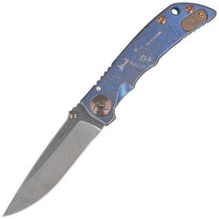 Nóż składany Spartan Blades Harsey Folder 3.25 Plague Doctor Blue Titanium, Stonewashed MagnaCut by William W. Harsey (SF10 Cust Spartan Blades
