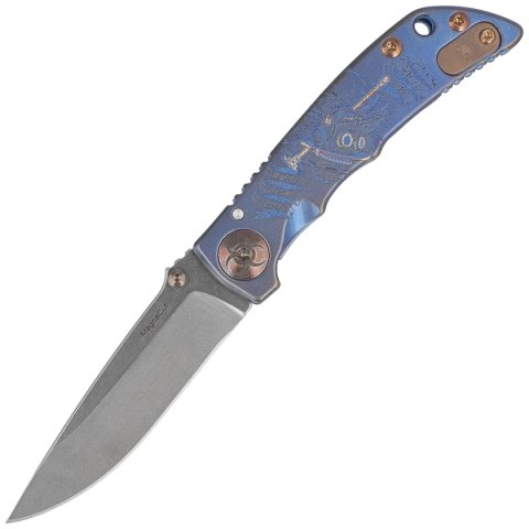 Nóż składany Spartan Blades Harsey Folder 3.25 Plague Doctor Blue Titanium, Stonewashed MagnaCut by William W. Harsey (SF10 Cust Spartan Blades